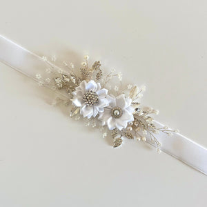 Floral Bridal Belt, Flower Girl Belt Sash, Velvet Wedding Dress Belt, All colours, TT434