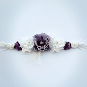 Floral Bridal Belt Sash, Wedding Dress Belt, Lavender & Aubergine TT26