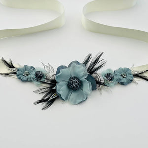 
            
                Load image into Gallery viewer, Floral Bridal Belt Sash, Wedding Dress Belt TT23
            
        