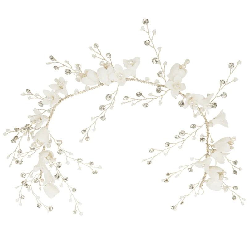 
            
                Load image into Gallery viewer, Floral Bridal Hair Vine with Crystals &amp;amp; Pearls, A9084
            
        