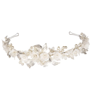 Floral Bridal Headband with Pearls, 7835