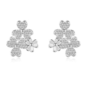 
            
                Load image into Gallery viewer, Floral Crystal Wedding Earrings, Silver 7683
            
        