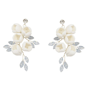 
            
                Load image into Gallery viewer, Floral Drop Wedding Earrings with Opal Coloured Crystals, A9760
            
        
