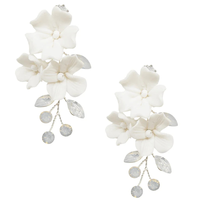 Floral Drop Wedding Earrings with Opal Crystals, A9783