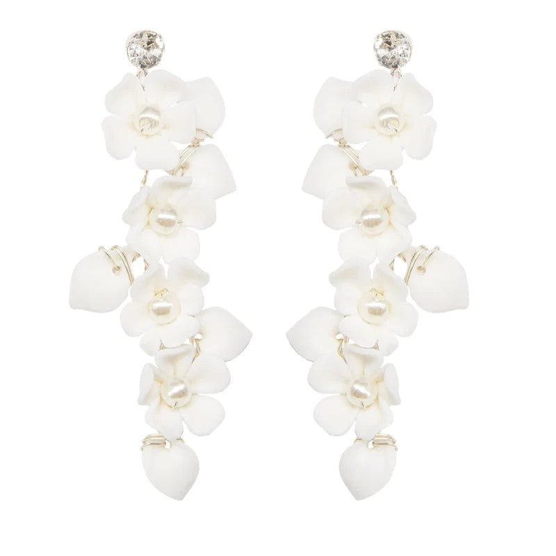 
            
                Load image into Gallery viewer, Floral Drop Wedding Earrings with Pearls, A9072
            
        