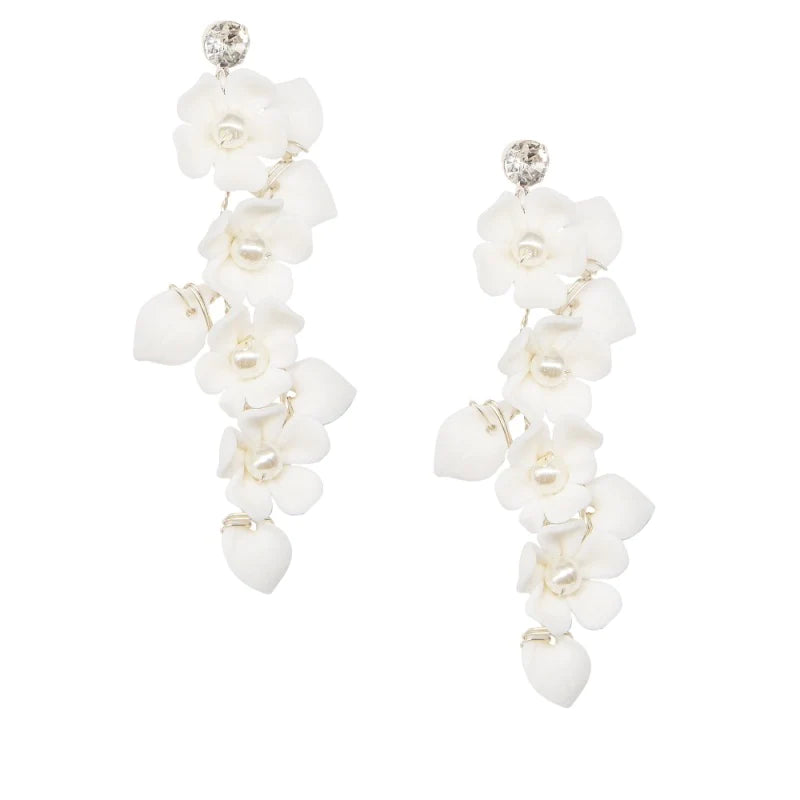 Floral Drop Wedding Earrings with Pearls, A9072