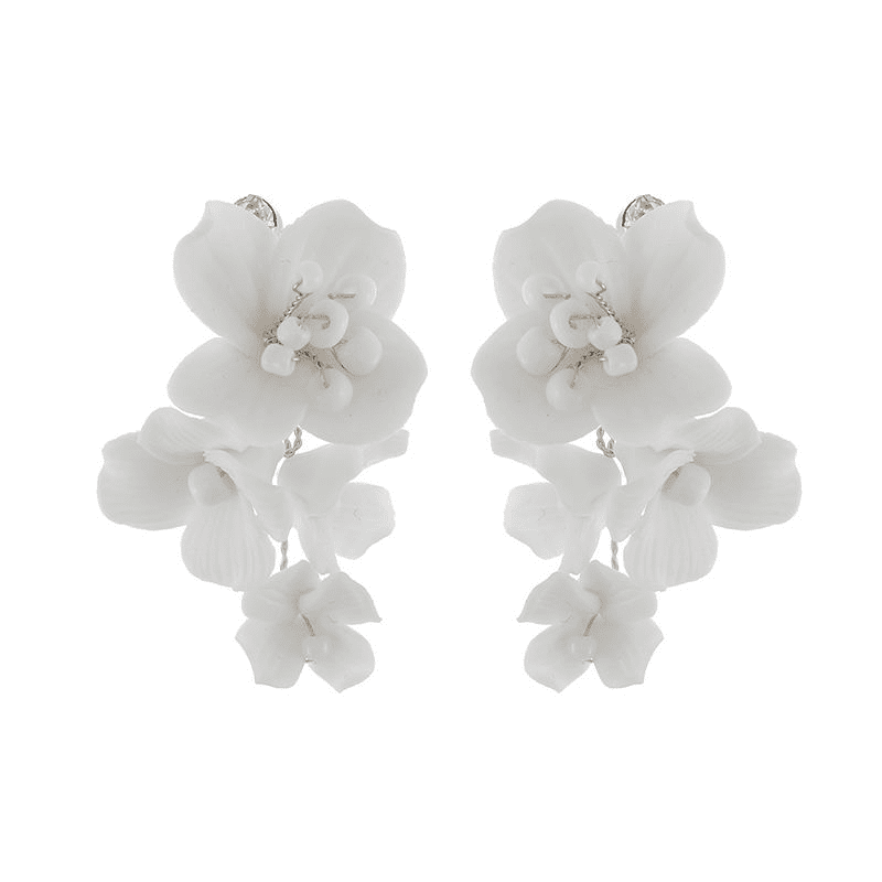 
            
                Load image into Gallery viewer, Floral Drop Wedding Earrings with Pearls, A9329
            
        
