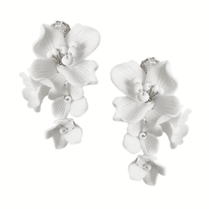 
            
                Load image into Gallery viewer, Floral Drop Wedding Earrings with Pearls, A9329
            
        