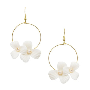 Floral Hoop Wedding Earrings with Pearls, A9784