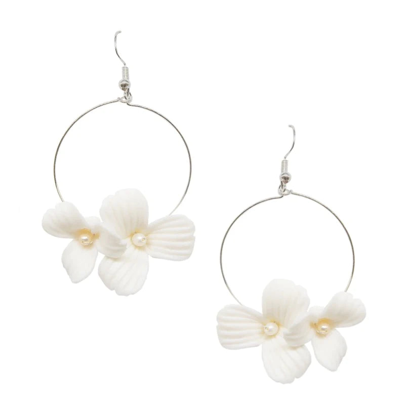Floral Hoop Wedding Earrings with Pearls, A9785
