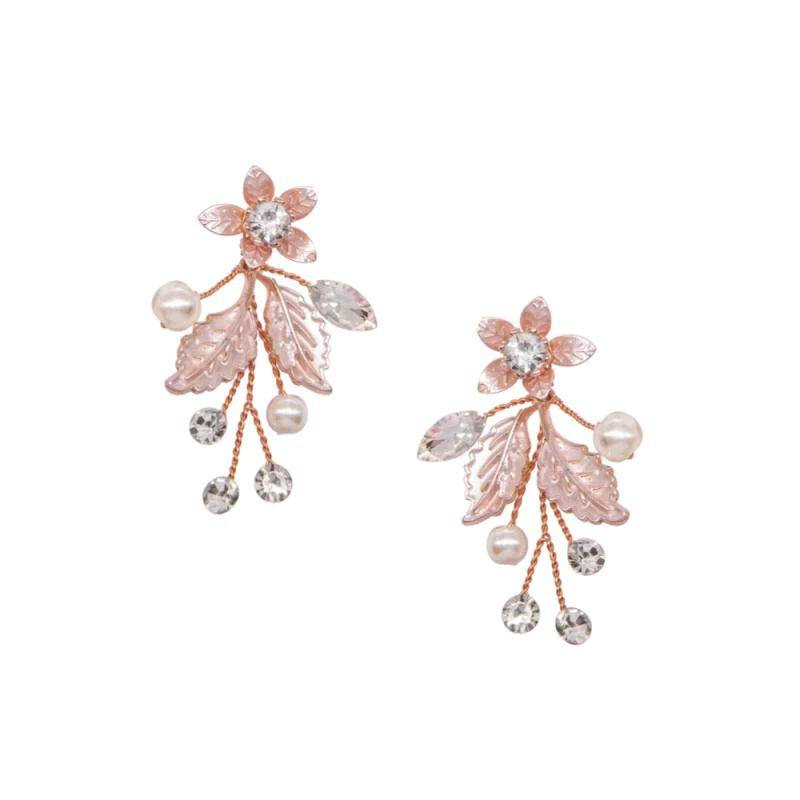 
            
                Load image into Gallery viewer, Floral Vine Drop Earrings, Pearls and Crystals, Gold, Rose Gold, Silver, Bridal Jewellery
            
        