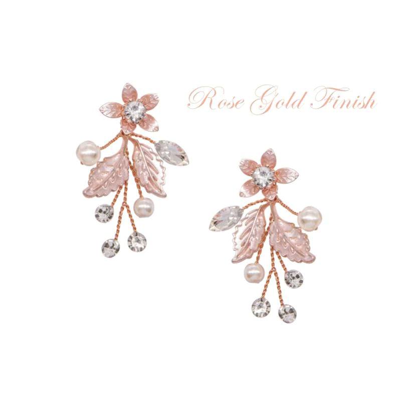 
            
                Load image into Gallery viewer, Floral Vine Drop Earrings, Pearls and Crystals, Gold, Rose Gold, Silver, Bridal Jewellery
            
        