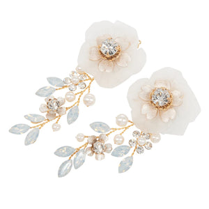 Floral Wedding Earrings with Crystals and Pearls, A9044