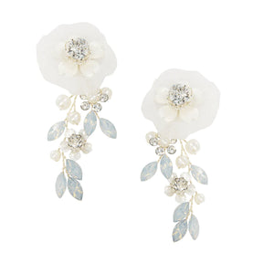 Floral Wedding Earrings with Crystals and Pearls, A9045