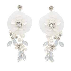 
            
                Load image into Gallery viewer, Floral Wedding Earrings with Crystals and Pearls, A9045
            
        