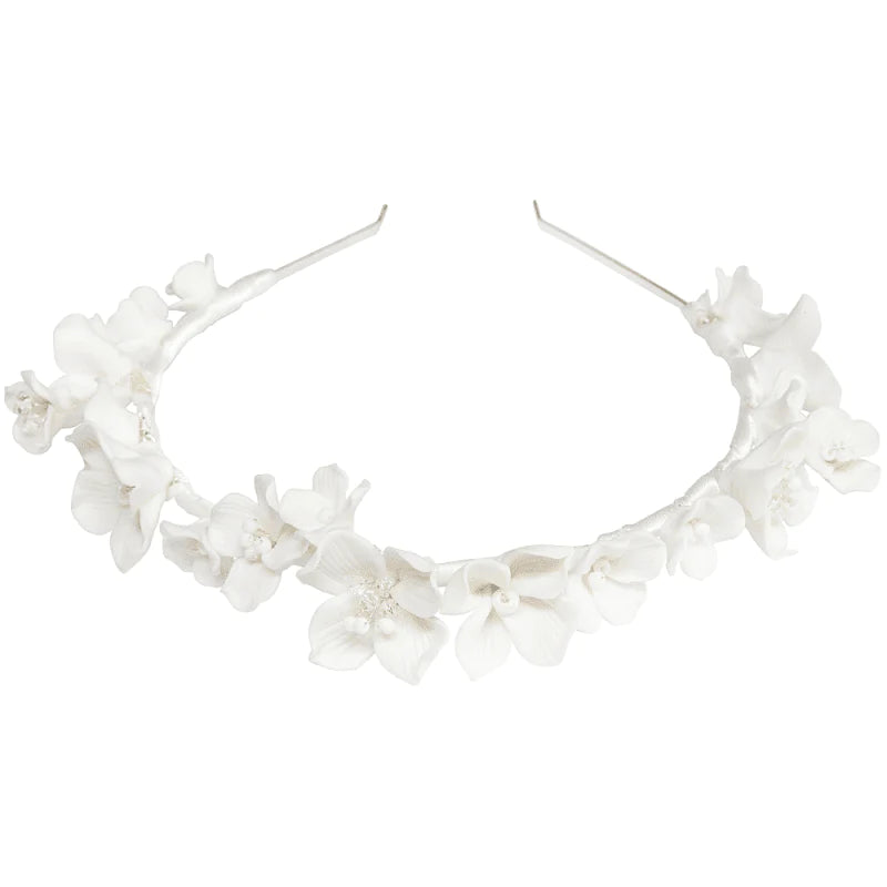 Floral Wedding Headband with Pearls, 7836