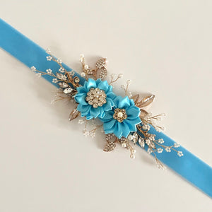 Flower Girl Belt Sash, Floral Bridal Belt, Velvet Wedding Dress Belt, All colours, TT432