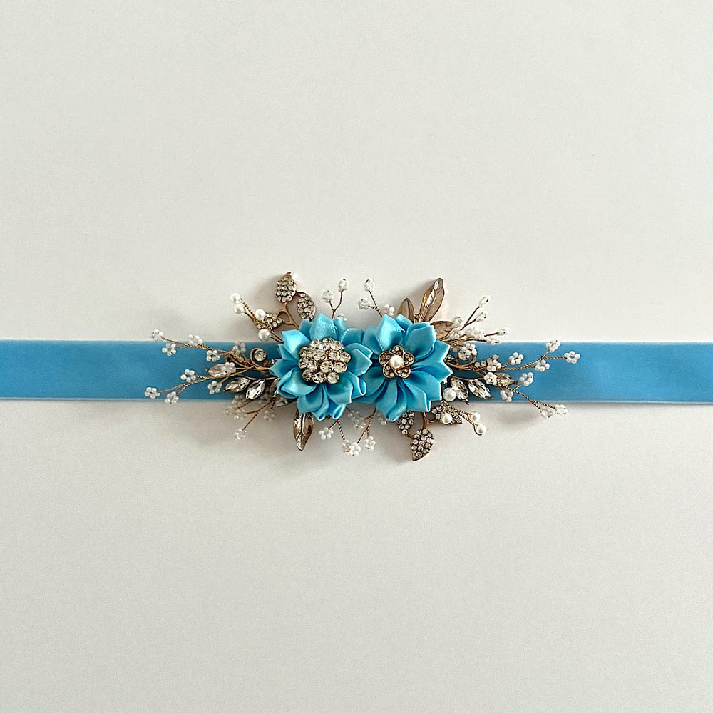 Flower Girl Belt Sash, Floral Bridal Belt, Velvet Wedding Dress Belt, All colours, TT432