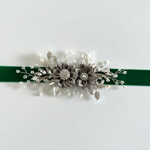 Flower Girl Belt Sash, Floral Bridal Belt, Velvet Wedding Dress Belt, All colours, TT435