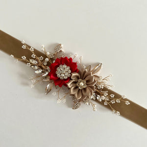 Flower Girl Belt Sash, Floral Bridal Belt, Velvet Wedding Dress Belt, All colours, TT436