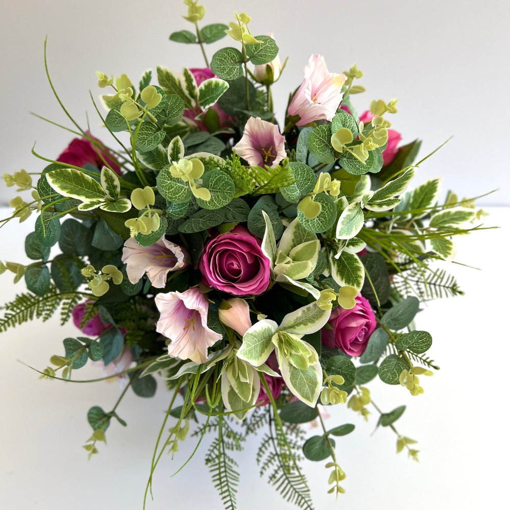 Fuchsia & Pink Wedding Bouquet, Silk Bridal Bouquet, Artificial Wedding Bouquet FL37
