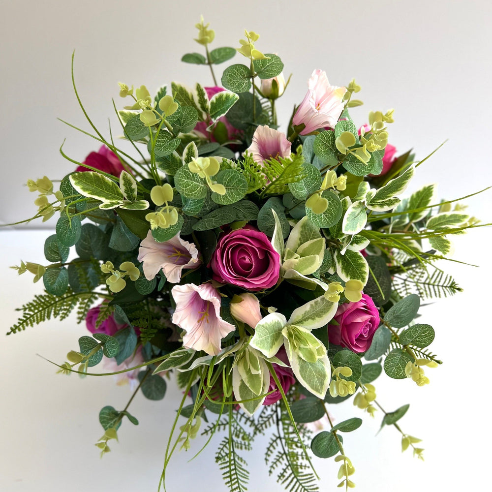 Fuchsia & Pink Wedding Bouquet, Silk Bridal Bouquet, Artificial Wedding Bouquet FL37