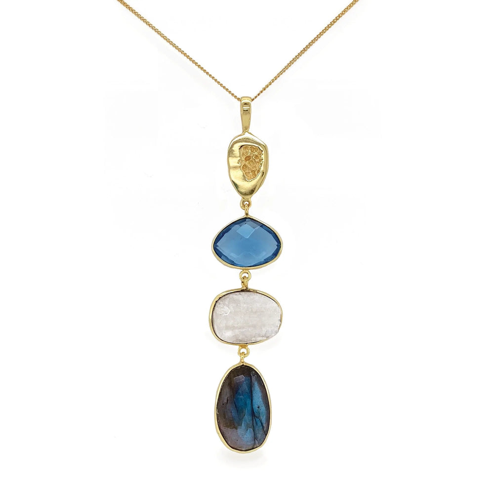 Gemstone Drop Pendant Necklace Blue Rhapsody