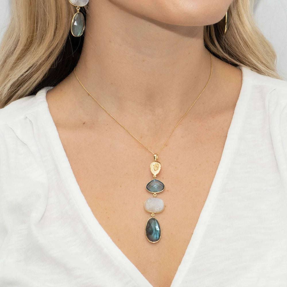 Gemstone Drop Pendant Necklace Blue Rhapsody