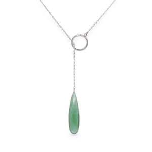 Gemstone Drop Pendant with Green Aventurine, Gemstone Jewellery, SILVER WILLOW