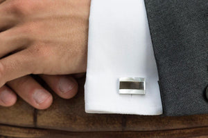 
            
                Load image into Gallery viewer, Gents Mother of Pearl Cufflinks, Brushed Stainless Steel, Groom, Best Man, Usher CAVENDISH
            
        