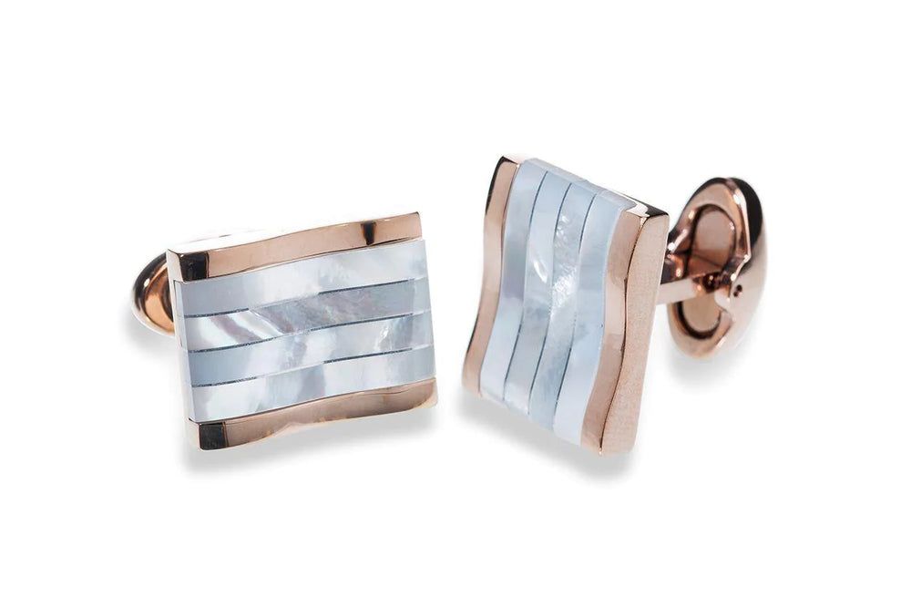 Gents Rose Gold Cufflinks with Mother of Pearl, Groom, Best Man, Usher, Father of Bride and Groom SAVOY