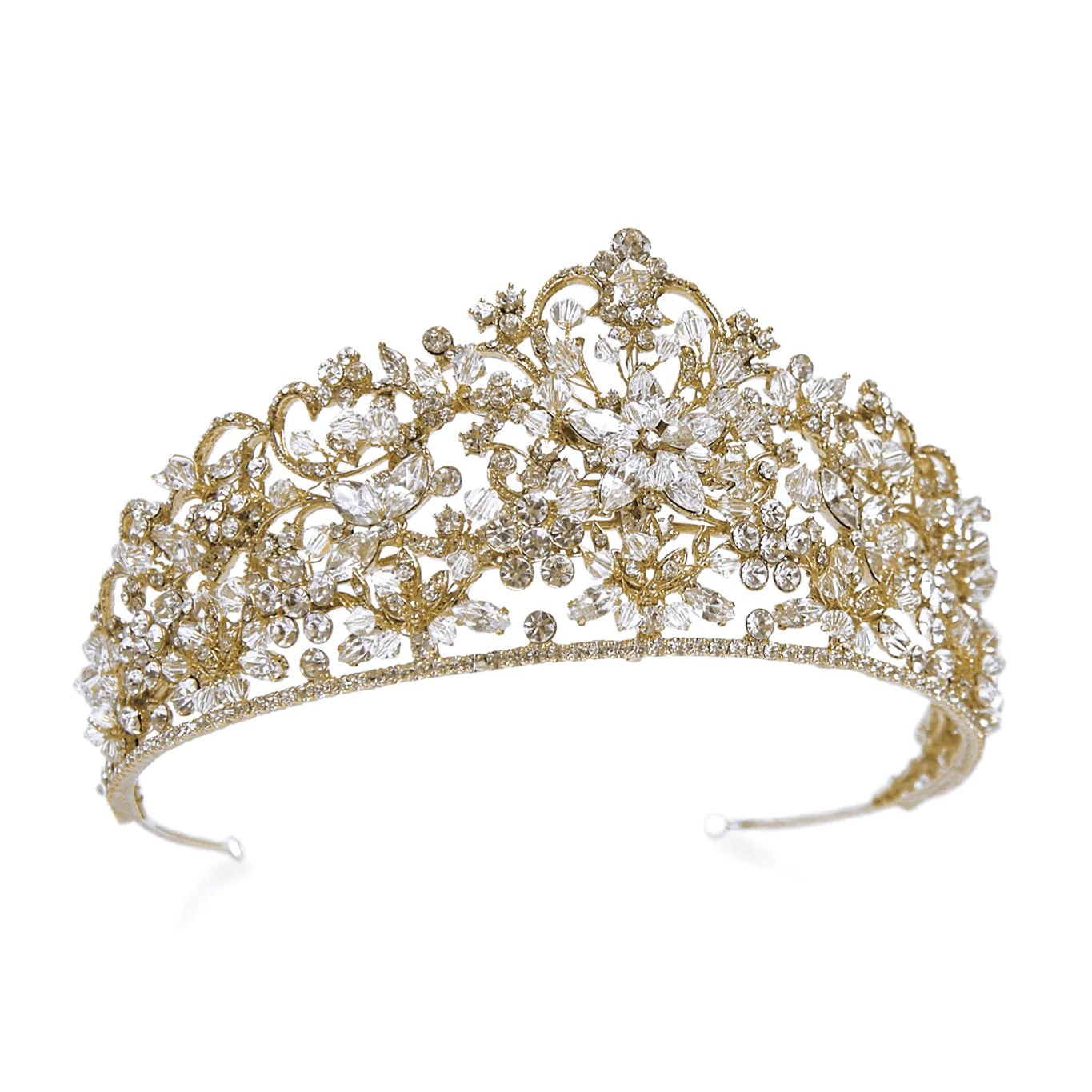Gold Wedding Tiara with Sparkling Crystals, Rebecca