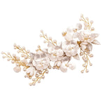 Gold Bridal Hair Clip with Crystals & Pearls, A9070