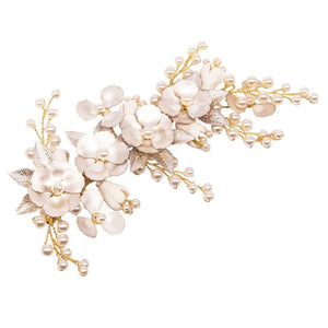 Gold Bridal Hair Clip with Crystals & Pearls, A9070