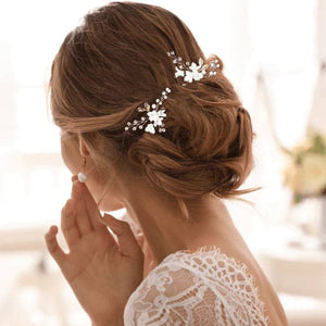 Gold Bridal Hair Pins with Crystals and Pearls, 7303