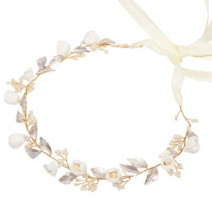 
            
                Load image into Gallery viewer, Gold Bridal Hair Vine with Crystals &amp;amp; Pearls, A9086
            
        