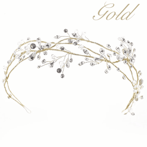 Gold Bridal Hair Vine with Sparkling Crystals A9402