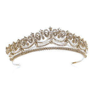 
            
                Load image into Gallery viewer, Gold Bridal Tiara With Crystals, Princess Margaret
            
        