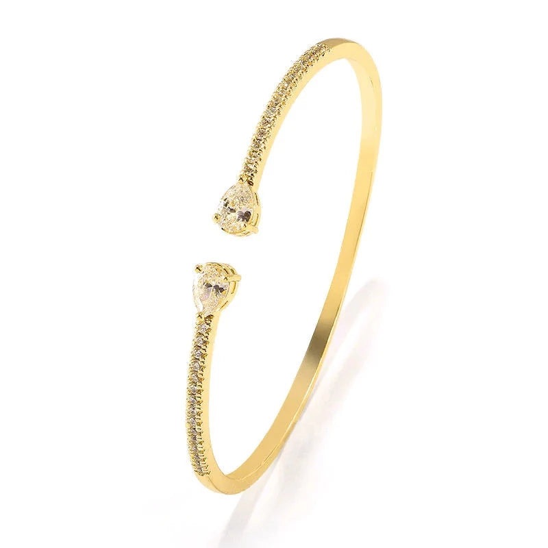 
            
                Load image into Gallery viewer, Gold Crystal Bangle Bracelet, 9166
            
        
