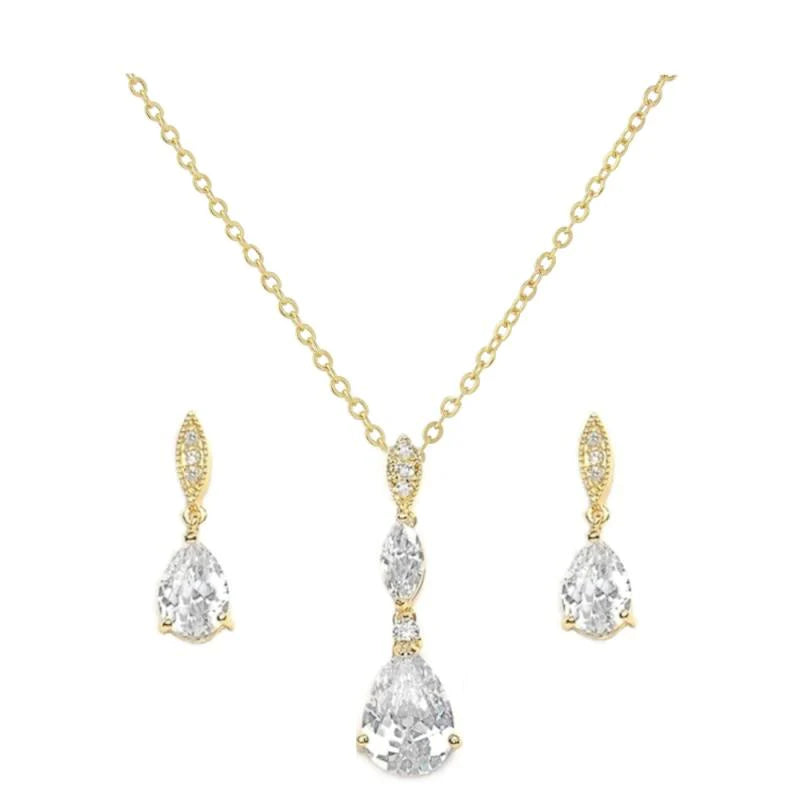 Gold Crystal Drop Bridal Jewellery Set 3916