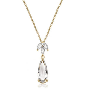 Gold Crystal Drop Necklace, Bridal Jewellery 7372