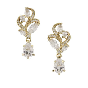 Gold Crystal Drop Wedding Earrings 1663