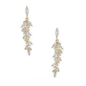 Gold Crystal Drop Wedding Earrings 7521