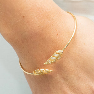 
            
                Load image into Gallery viewer, Gold Crystal Leaf Bangle, Paradiso
            
        