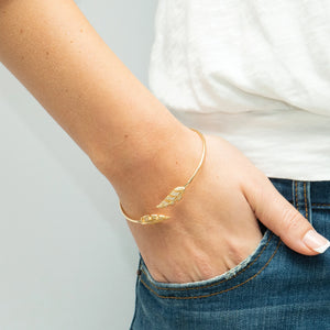 
            
                Load image into Gallery viewer, Gold Crystal Leaf Bangle, Paradiso
            
        