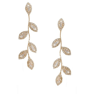 Gold Crystal Vine Wedding Earrings, A9809