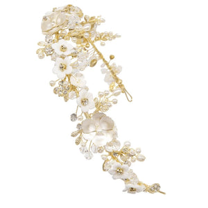 Gold Floral Wedding Headband Crystals, 7837