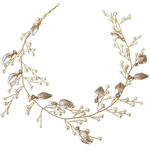 
            
                Load image into Gallery viewer, Gold Pearl Bridal Hair Vine, 7318
            
        