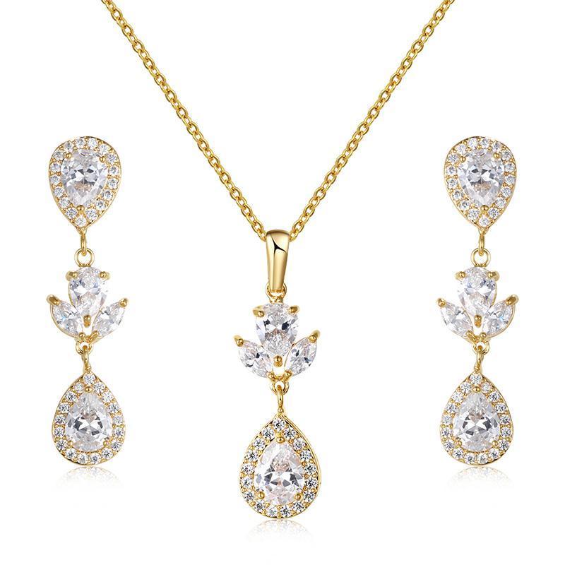 Gold Vintage Inspired Crystal Bridal Jewellery Set 7615