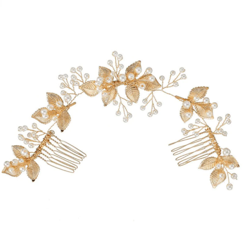 Gold Wedding Hair Vine with Pearls, A7917